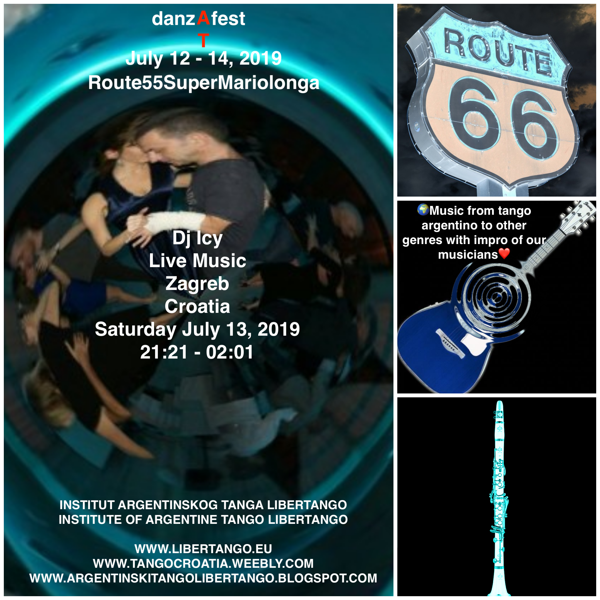 Route55SuperMariolonga special  milonga WITH LIVE MUSIC and dj Icy.  On DanzATfest July 13, 2019.  Music from tango argentino to other genres with impro of our musicians  Eduard Kobescak and Marko Vukmirović. Mjesni odbor - Voćarska cesta 71 Zagreb, Croatia.